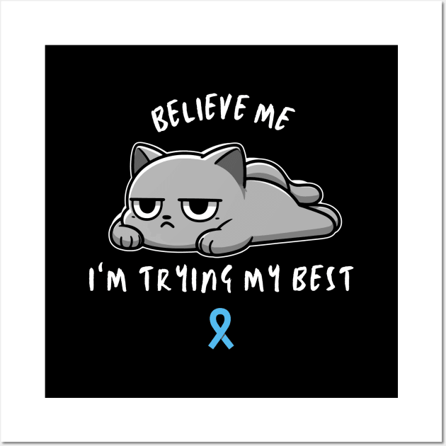 POTs Syndrome Warrior Cat With Awareness Ribbon Wall Art by GiftTrend